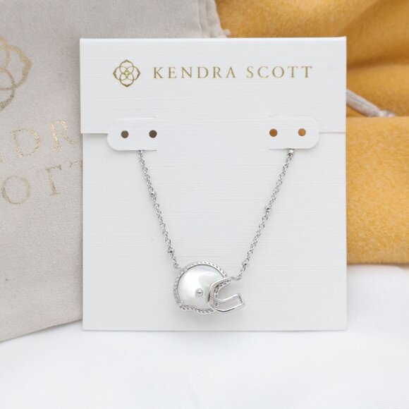 Kendra Scott Jewelry - Kendra Scott Football Helmet Collection. Silver Ivory Mother-of-Pearl Short Neck